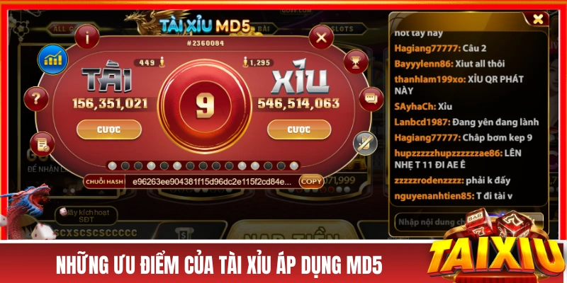 Những ưu điểm của tài xỉu áp dụng MD5